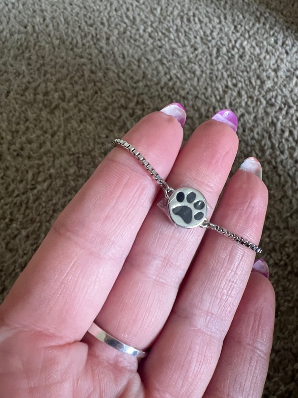 Park Lane Silver Paw Print Slider Bracelet